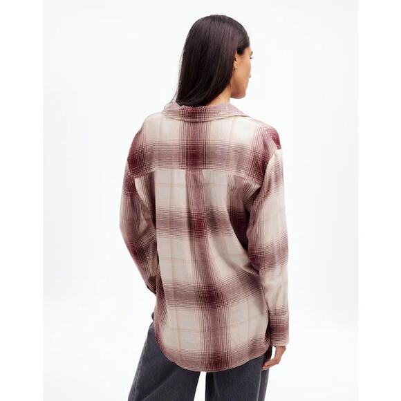 NWT Madewell Popover Shirt in Plaid Cabernet Size XXS - Picture 3 of 8